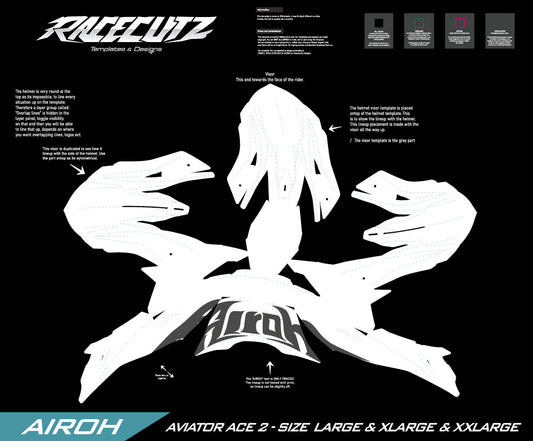 AIROH AVIATOR ACE 2 - SIZE LARGE & XLARGE & XXLARGE TEMPLATE