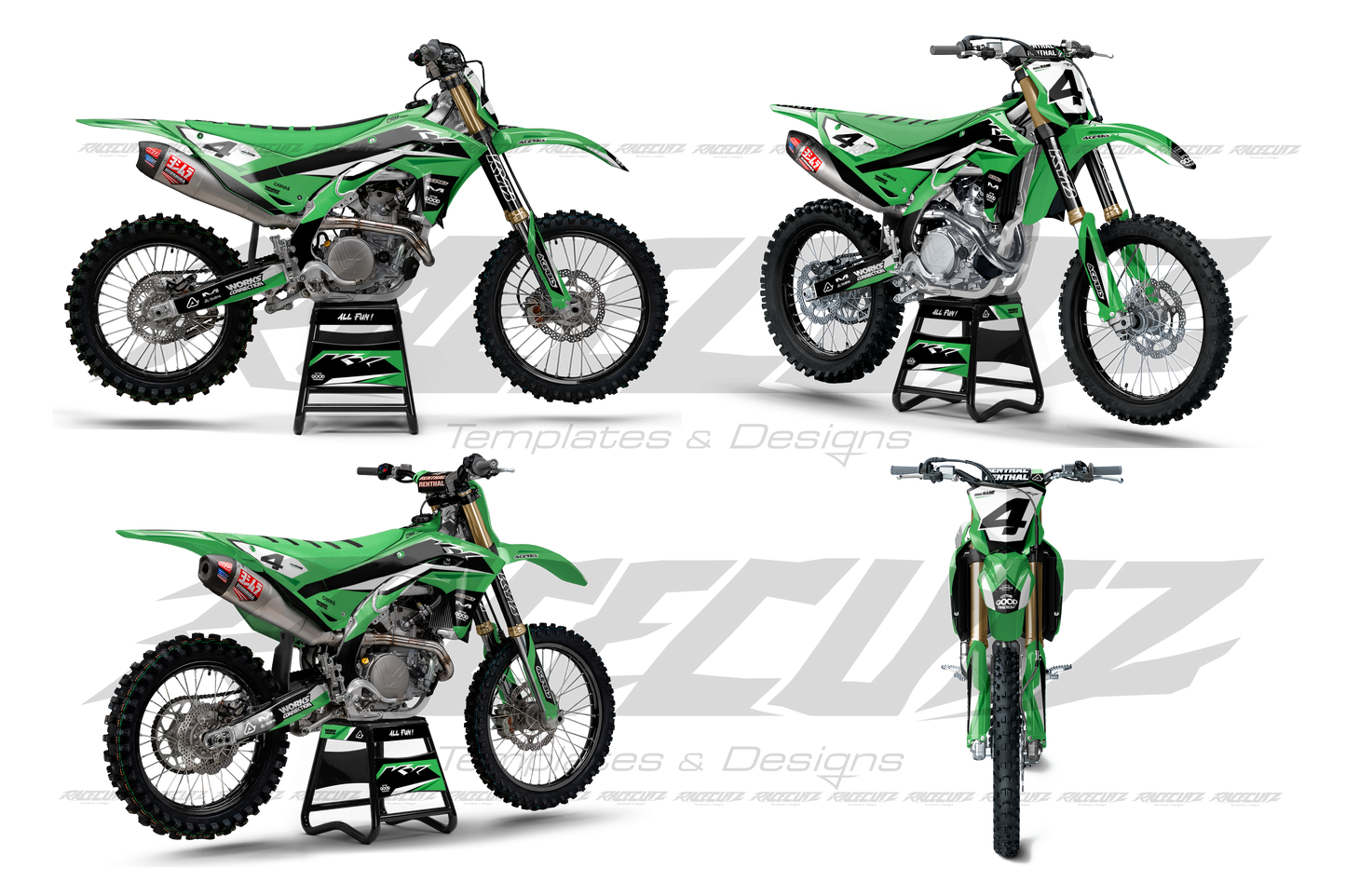 KAWASAKI KX 450 2024-2026 & KX 250 2025-2026 - 4 VIEW MOCKUP