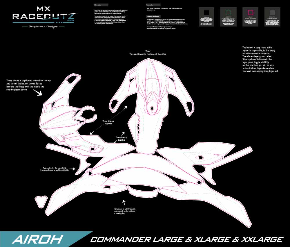 AIROH COMMANDER 1 - SIZE LARGE & XLARGE & XXLARGE TEMPLATE
