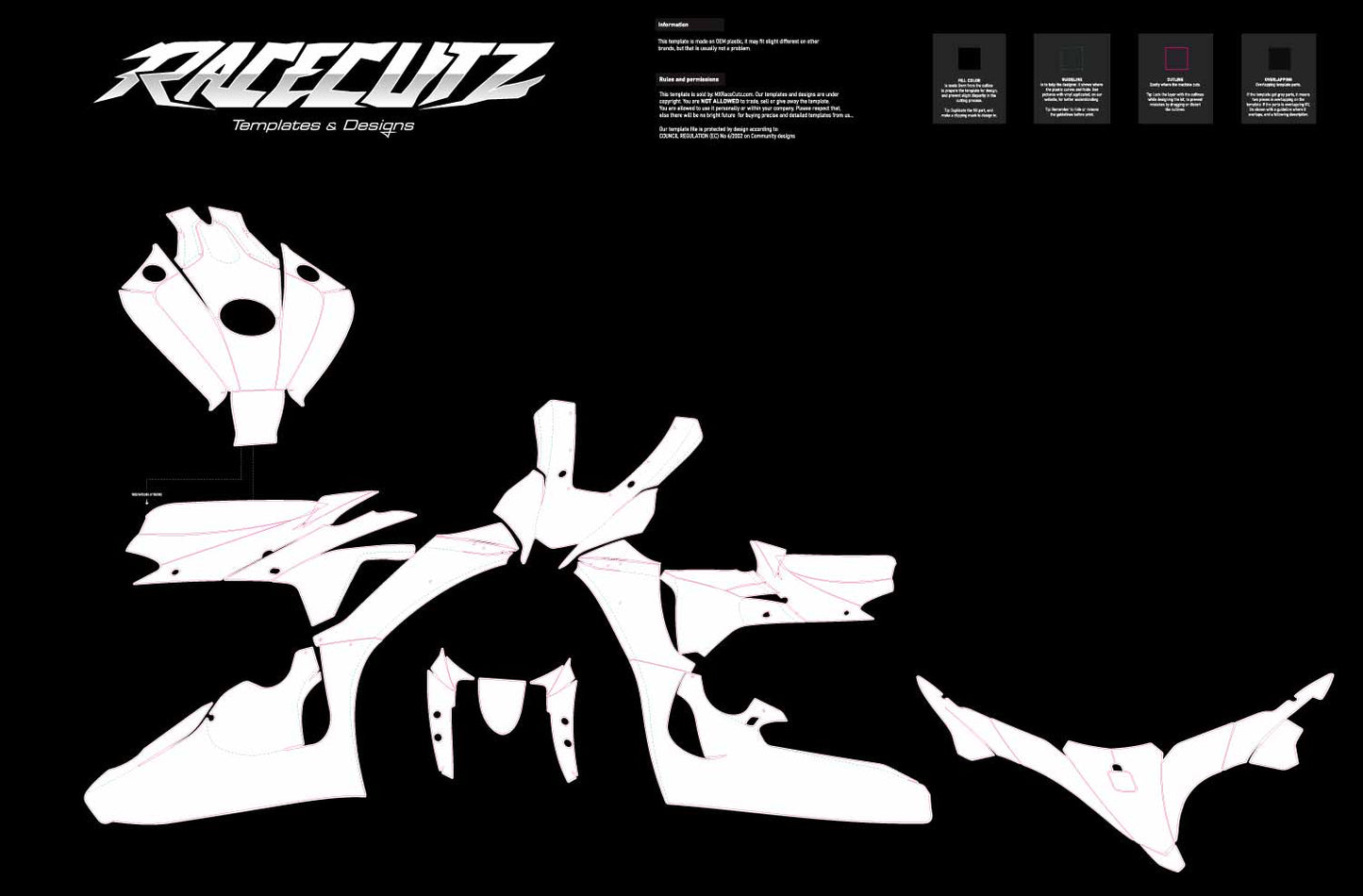 YAMAHA R1 2020-2026 MAC RACING CARBON FAIRINGS TEMPLATE