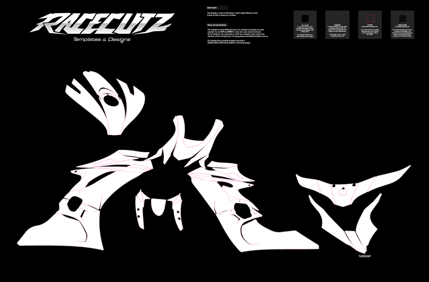 YAMAHA R6 2017-2026 MAC RACING FAIRINGS TEMPLATE