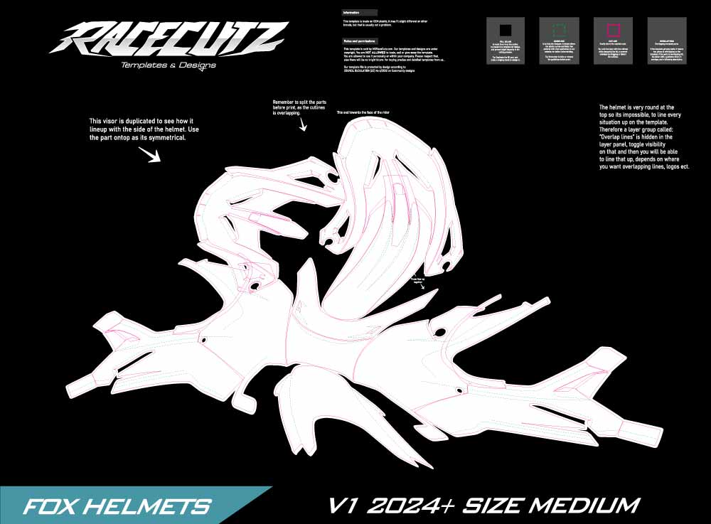 FOX V1 2024+ SIZE MEDIUM TEMPLATE