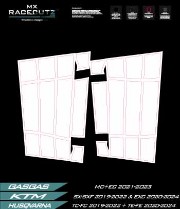 GASGAS MC+EC 2021-2023 & KTM SX-SXF 2019-2022 & EXC 2020-2024 & HUSQVARNA TC-FC 2019-2022 + TE-FE 2020-2024 - RADIATOR GUARDS TEMPLATE