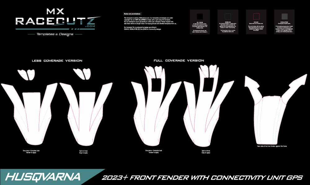 HUSQVARNA 2023-2026 FRONT FENDER WITH CONNECTIVITY UNIT GPS TEMPLATE