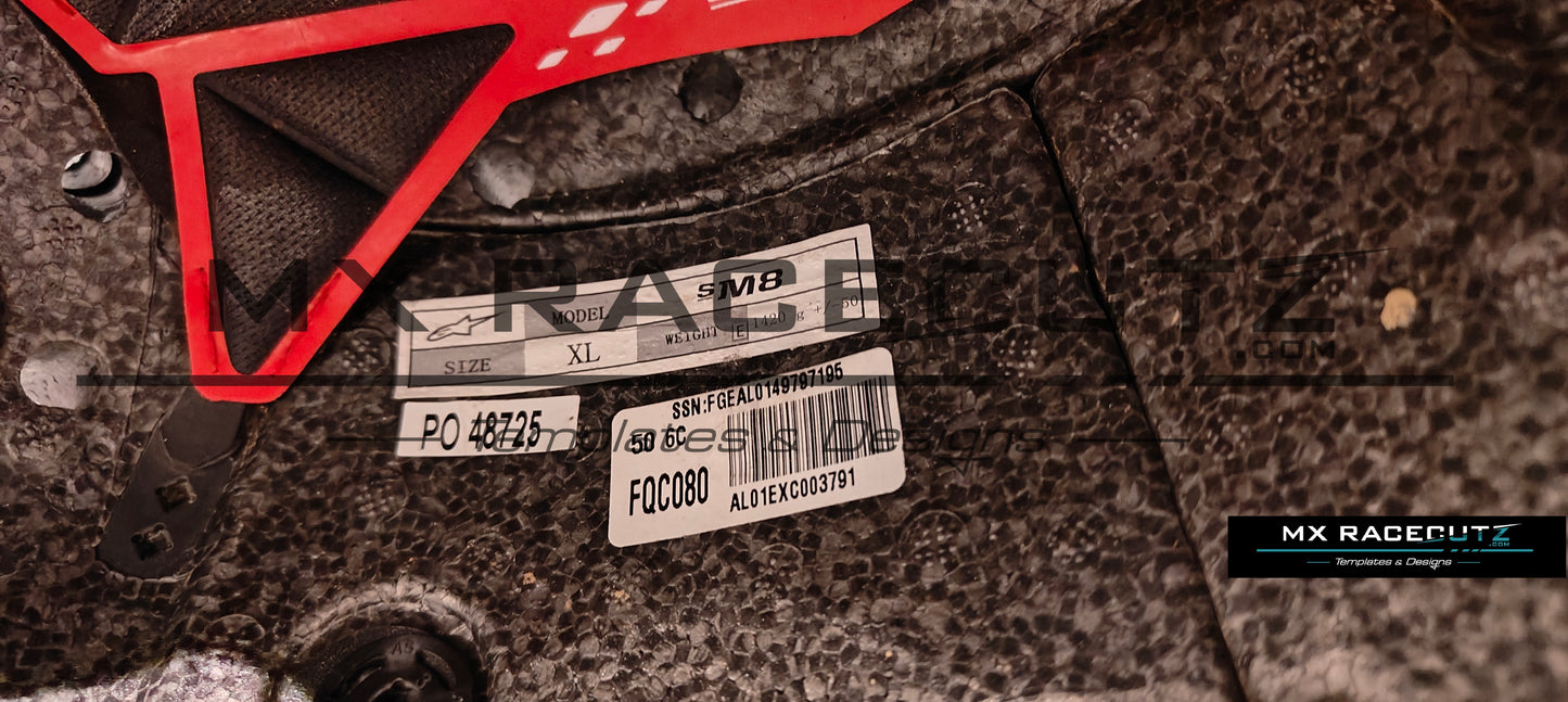 ALPINESTARS SM8 + SM10 - SIZE XLARGE & XXLARGE TEMPLATE