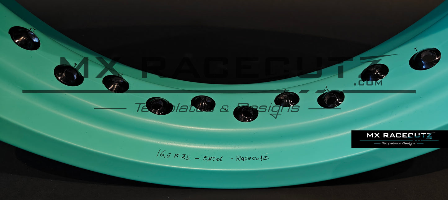 50/50 RIM WRAP - 16,5" INCH FRONT + 17" INCH REAR - 36 SPOKES - EXCEL - TEMPLATE