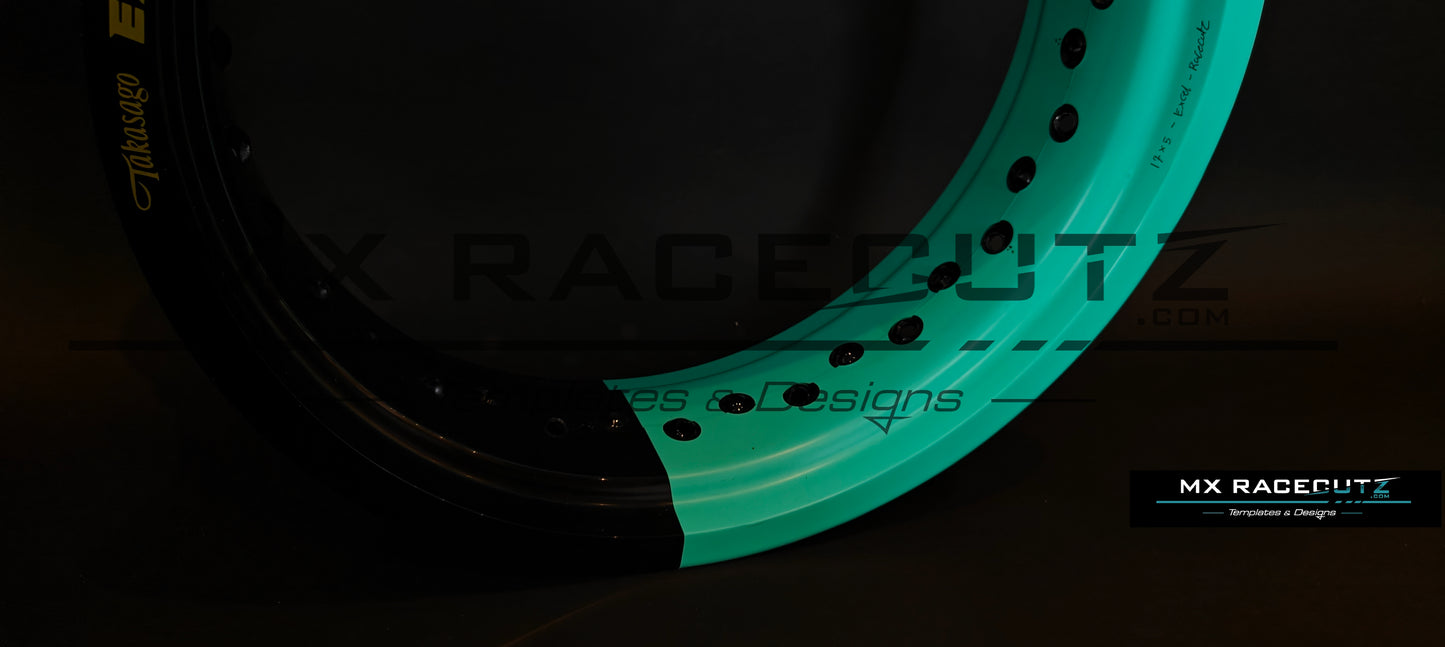 50/50 RIM WRAP - 16,5" INCH FRONT + 17" INCH REAR - 36 SPOKES - EXCEL - TEMPLATE