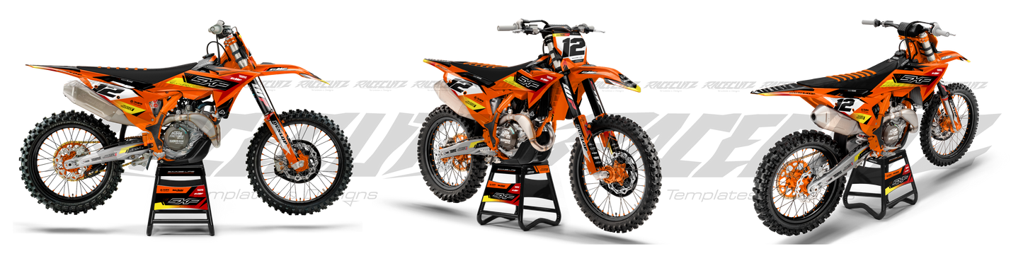 KTM SX & SXF 2025-2026 (2024 FACTORY EDITION) - 3 VIEW MOCKUP