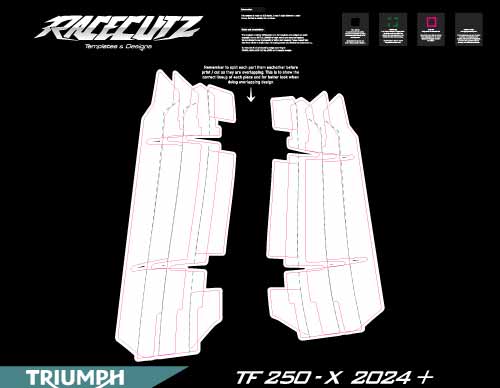 TRIUMPH TF 250+450X 2024-2026 & TF 250E 2025-2026 RADIATOR GUARDS TEMPLATE