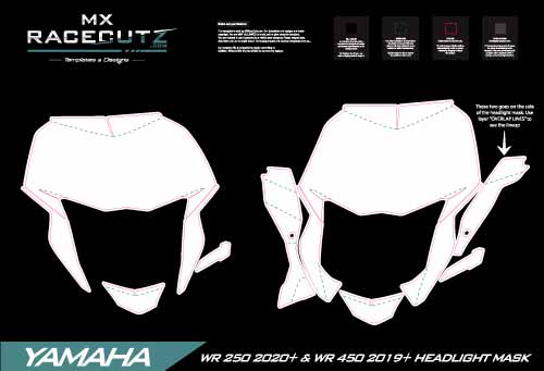 YAMAHA WR 250 2020-2026 & WR 450 2019-2026 HEADLIGHT MASK TEMPLATE