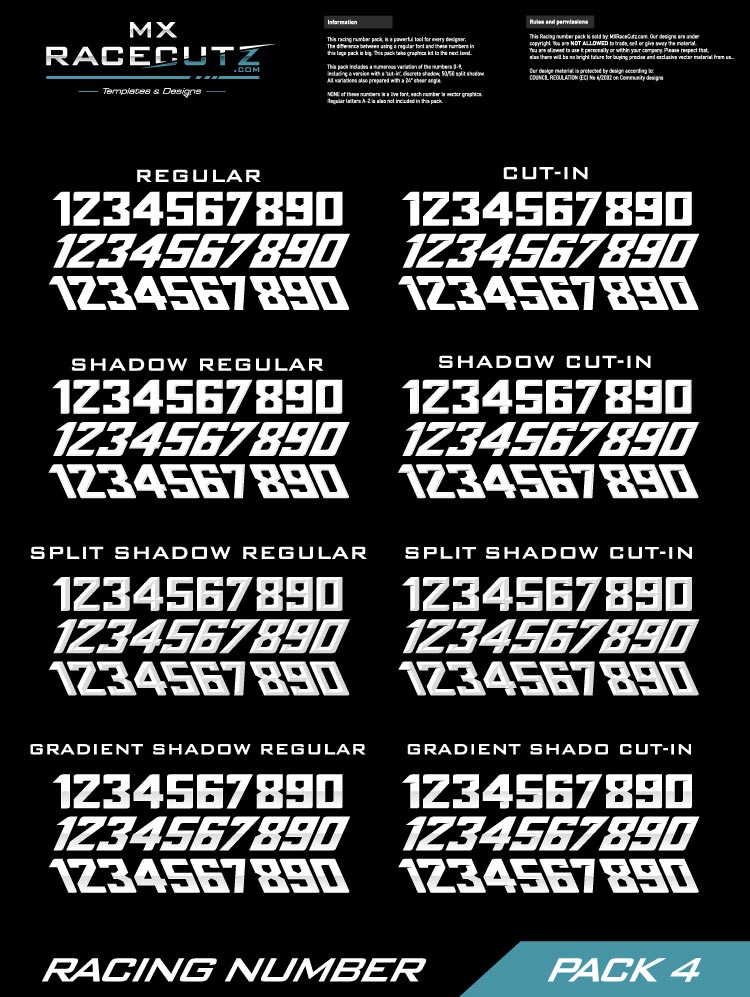RACING NUMBER PACK 4