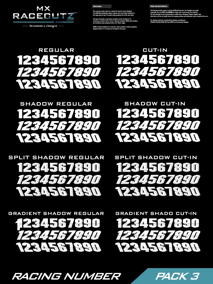 RACING NUMBER PACK 3