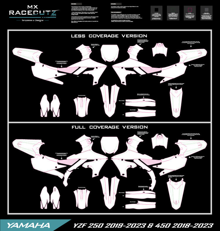 YAMAHA YZF 250 2019-2023 & 450 2018-2022 TEMPLATE